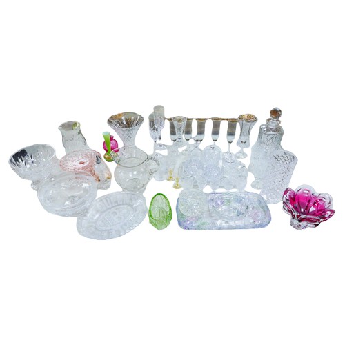 13 - A collection of glassware, including a Waterford crystal vase, 10 by 20cm high, and a Josef Hospodka... 