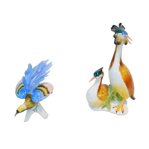 17 - Two Karl Ens bird figurines, comprising of a pair of Grebes, impressed number '7565' together with a... 