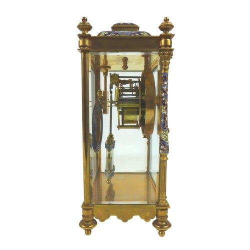 270 - An Edwardian champleve enamel and gilt brass mantel clock, retailed by Pearce & Sons, Huddersfield, ... 