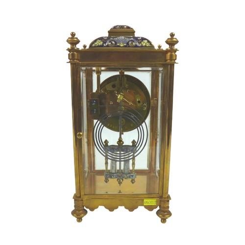 270 - An Edwardian champleve enamel and gilt brass mantel clock, retailed by Pearce & Sons, Huddersfield, ... 