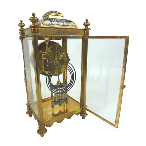 270 - An Edwardian champleve enamel and gilt brass mantel clock, retailed by Pearce & Sons, Huddersfield, ... 