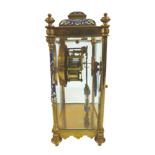 270 - An Edwardian champleve enamel and gilt brass mantel clock, retailed by Pearce & Sons, Huddersfield, ... 