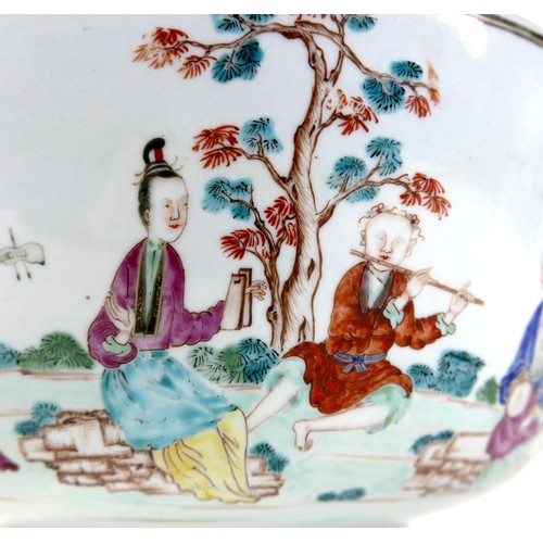 1 - A Chinese Qing Dynasty, 18th century, famille rose porcelain bowl, polychrome enamel decorated with ... 
