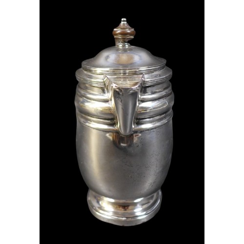 80 - A late Victorian silver hot water pot, with presentation engraving to the side 'Wonder 1900', the hi... 