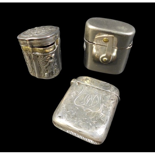 78 - A group of Victorian and later collectable and novelty silver items, including a card case, 8.5cm hi... 