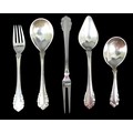 Five pieces of early 20th century and later Georg Jensen Lily of the Valley pattern silver flatware,... 