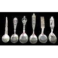Six Scandinavian silver caddy spoons, including a Horsens Solvvarefabrik spoon with Johannes Siggaar... 