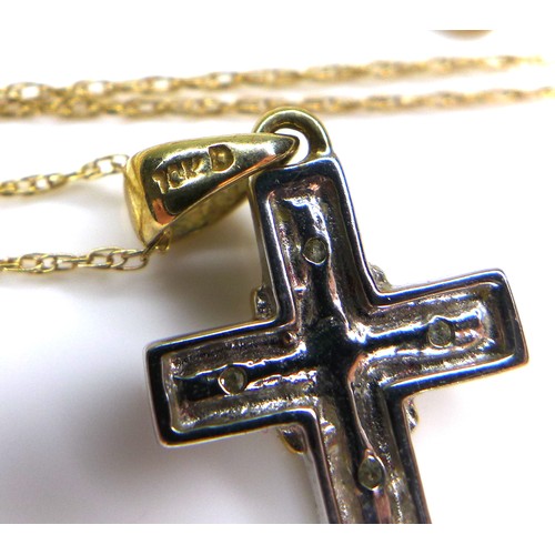 274 - A small collection of jewellery, including a 10k white and yellow gold cross pendant, 17mm, on a 10k... 