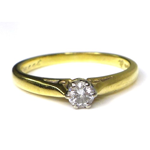 305 - An 18ct gold and diamond solitaire ring, the brilliant cut stone 3.6mm diameter, size K, 2.6g.