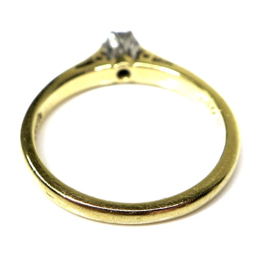 305 - An 18ct gold and diamond solitaire ring, the brilliant cut stone 3.6mm diameter, size K, 2.6g.