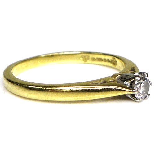 305 - An 18ct gold and diamond solitaire ring, the brilliant cut stone 3.6mm diameter, size K, 2.6g.