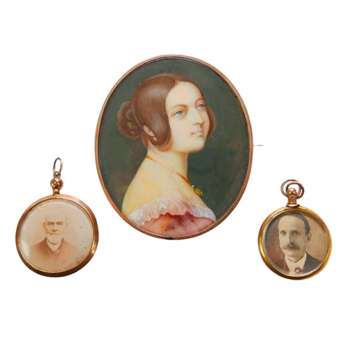 307 - A Victorian miniature portrait depicting a young Queen Victoria, after the original by Sir W C Ross ... 