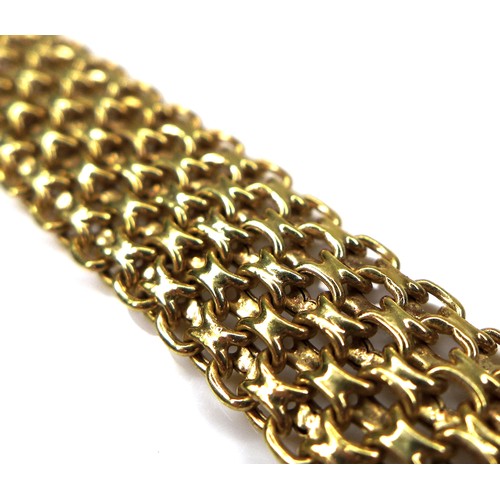 290 - A 9ct gold fancy link bracelet, with press clasp, 9.4g, 1.6 by 19cm long.