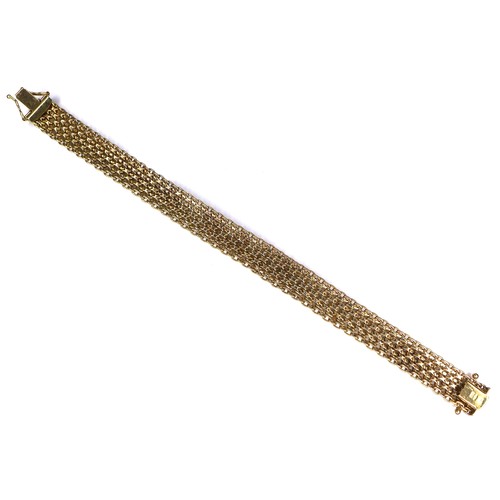 290 - A 9ct gold fancy link bracelet, with press clasp, 9.4g, 1.6 by 19cm long.