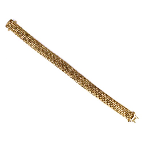 290 - A 9ct gold fancy link bracelet, with press clasp, 9.4g, 1.6 by 19cm long.