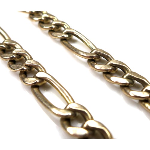 292 - Two 9ct gold figaro link bracelets, one a/f damaged, 8.0g combined, 17 and 20cm long. (2)