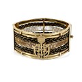 A gold and woven elephant hair cuff bracelet, with the crest of the Emperor of Ethiopia, hinged to o... 