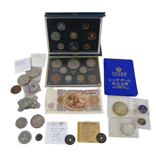 111 - A small group of coins, including Royal Mint 1983 proof coin set, Marie Theresa Austrian Silver Thal... 