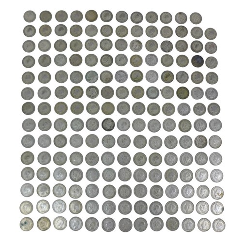 137 - A collection of George V and George VI six pence coins, dating from 1920 to pre 1947, approximately ... 