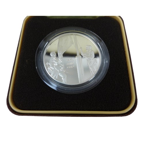 141 - Four silver proof Falkland Islands commemorative coins, comprising a 1985 £25 100th Anniversary of S... 