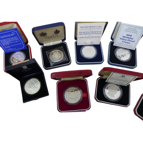 142 - Fifteen Royal commemorative coins, including a limited edition 'Royal Birthday solid Sterling Silver... 