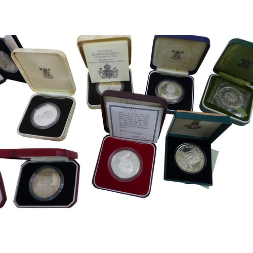 142 - Fifteen Royal commemorative coins, including a limited edition 'Royal Birthday solid Sterling Silver... 