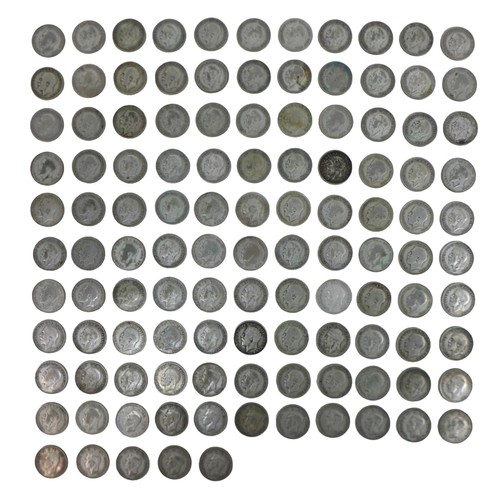 151 - A collection of George V and George VI one shilling coins, all post 1920 and pre-1947, approximately... 