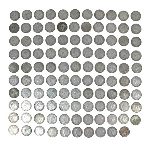 158 - A collection of George VI one shilling coins, all pre-1947, approximately 9.5toz in silver. (1 bag)