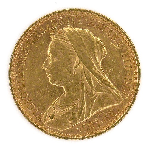 180 - A Victoria Veiled Head gold sovereign, 1895, Sydney, Australia Mint.