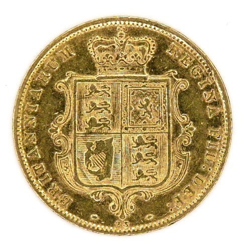 160 - A Victoria Young Head Shield Back gold half sovereign, 1875, die number 23.