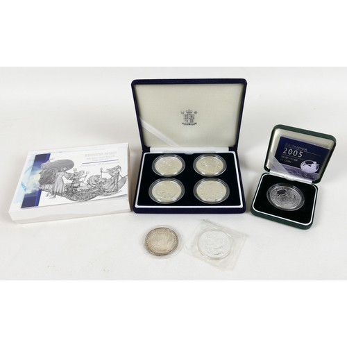 144 - A collection of ERII silver Britannia coins, comprising a Royal Mint silver proof Britannia One Ounc... 