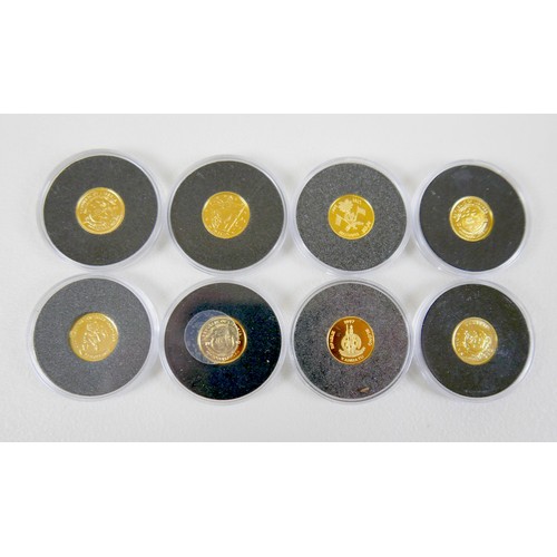 194 - A group of eight Royal Mint fine gold 'Miniatures Collection' coins, comprising 1995 Western Samoa $... 