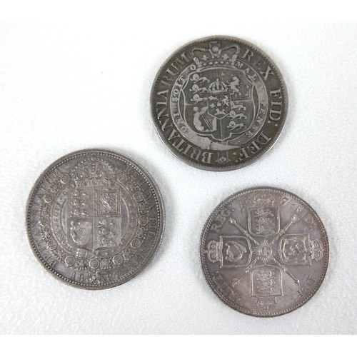 147 - A collection of GB coins, including George III 1819 silver crown, two Victoria 1887 silver crowns, E... 