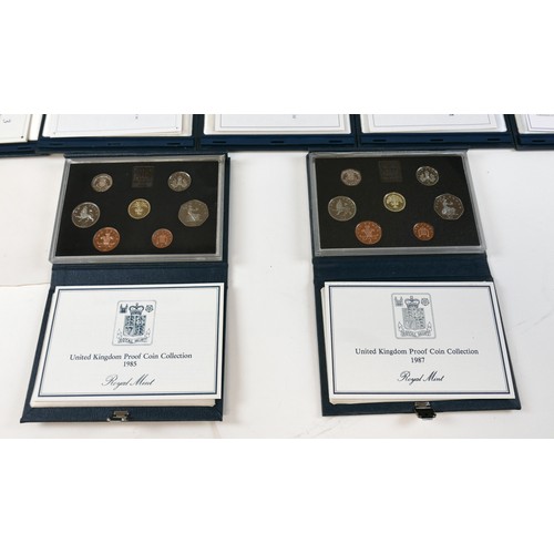 183 - A collection of twenty three UK Royal Mint issue proof sets, 1985, 1987, 1990, 1992, 1993, 1994, 199... 