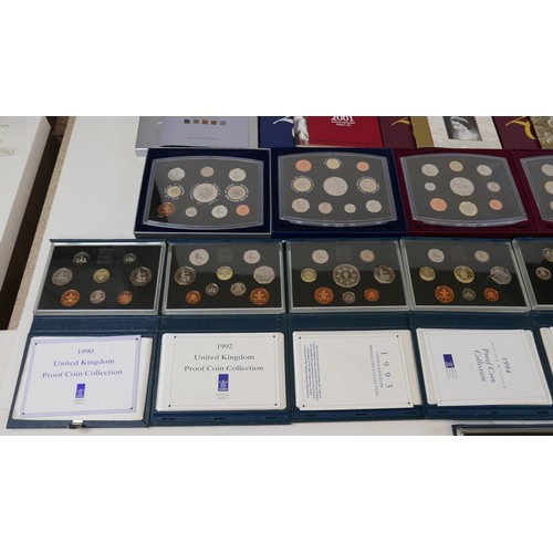 183 - A collection of twenty three UK Royal Mint issue proof sets, 1985, 1987, 1990, 1992, 1993, 1994, 199... 