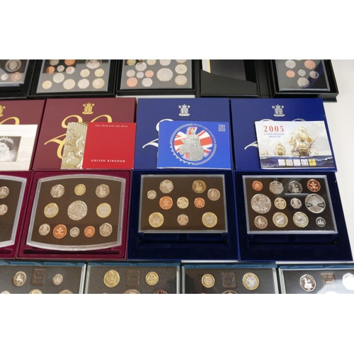 183 - A collection of twenty three UK Royal Mint issue proof sets, 1985, 1987, 1990, 1992, 1993, 1994, 199... 