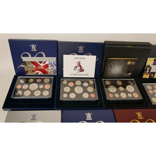 183 - A collection of twenty three UK Royal Mint issue proof sets, 1985, 1987, 1990, 1992, 1993, 1994, 199... 