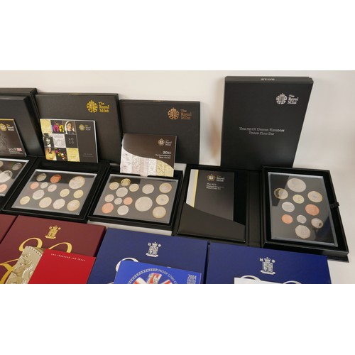 183 - A collection of twenty three UK Royal Mint issue proof sets, 1985, 1987, 1990, 1992, 1993, 1994, 199... 