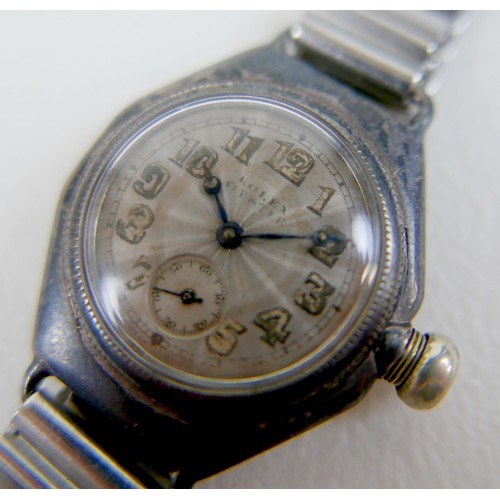 234 - An Art Deco Rolex Oyster steel cased gentleman's wristwatch, circular silvered guilloche dial with l... 