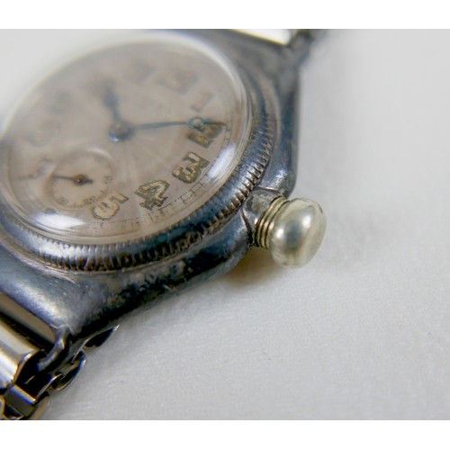 234 - An Art Deco Rolex Oyster steel cased gentleman's wristwatch, circular silvered guilloche dial with l... 