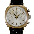 A vintage Heuer Camaro gold plated gentleman's wristwatch, circa 1960s, circular white dial with twi... 
