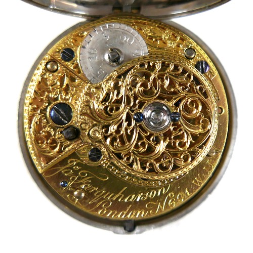 205 - A George III silver pair cased pocket watch, Farquarson, London 1791.