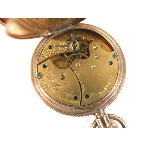 201 - A group of four open faced pocket watches, one a gold plated Waltham, one a silver English lever, an... 