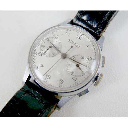 222 - A Leonidas stainless steel chronograph wristwatch, circa 1950, with stopwatch function, the circular... 