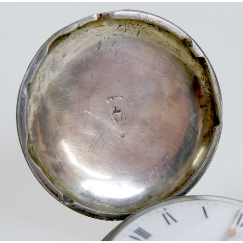 204 - A George III silver cased full hunter pocket watch, with Roman numeral dial, subsidiary dial, key wo... 