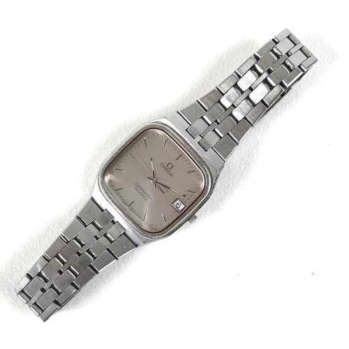 223 - A vintage Omega Seamaster Quartz stainless steel gentleman's wristwatch, circa 1980s, rounded square... 