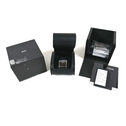 229 - A Rado Diastar black ceramic and  stainless steel gentleman's wristwatch, model 538.0849.3, black ch... 
