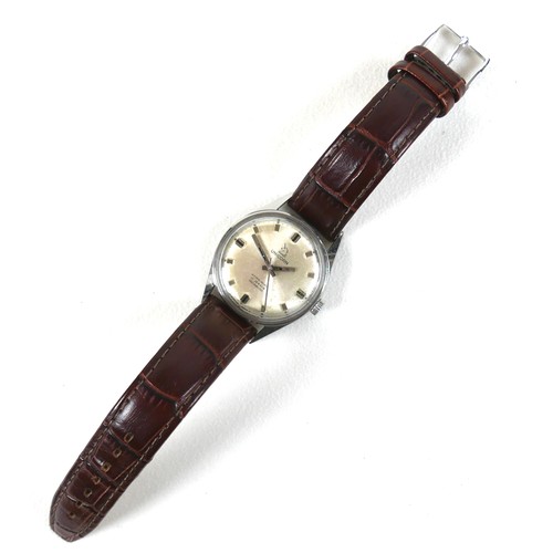 238 - A Unicorn stainless steel gentleman's wristwatch, silvered dial, baton numerals, centre seconds, sig... 