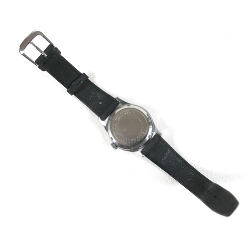 227 - A Trebex stainless steel gentleman's wristwatch, case 33mm, on a black strap.
Notes: in working cond... 