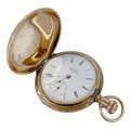 An American Elgin yellow metal cased full hunter pocket watch, with Roman numeral dial and a subsidi... 